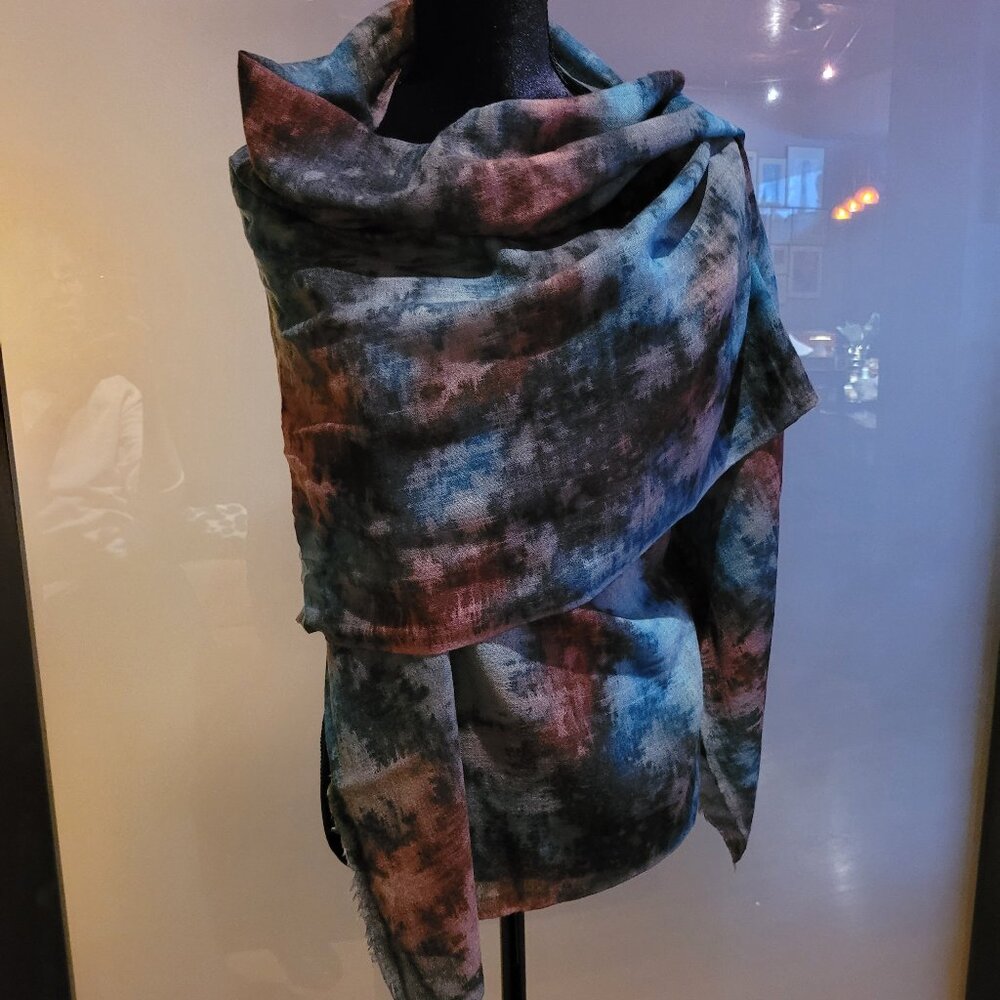 Hand Painted Merino Wool/Silk Scarf (WS1004A5)
